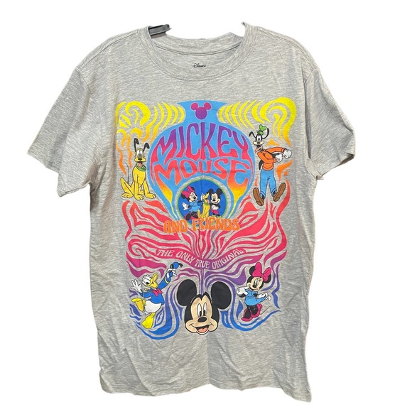 Disney Tops - Disney Unisex Mickey Mouse Gray Graphic T-shirt in Gray Size Medium